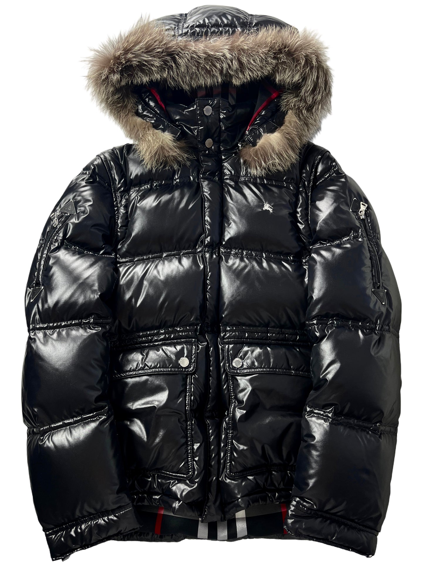 00’s BURBERRY made in Japan real fur down jacket (M/L) - black