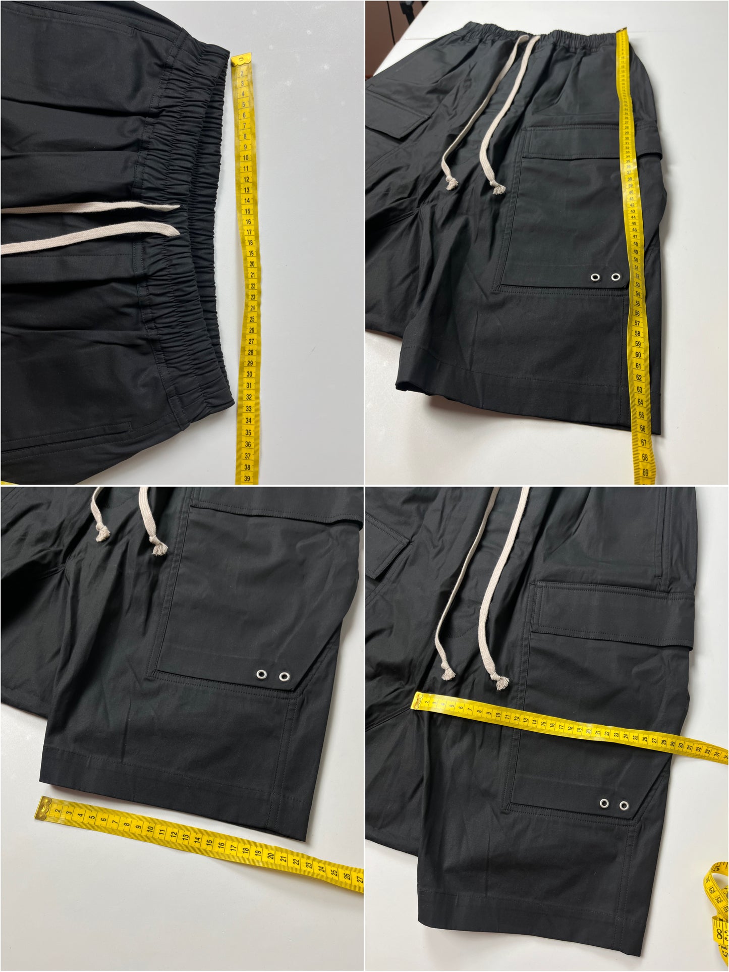 RICK OWENS COTTON CARGO SHORTS - size 44 - black