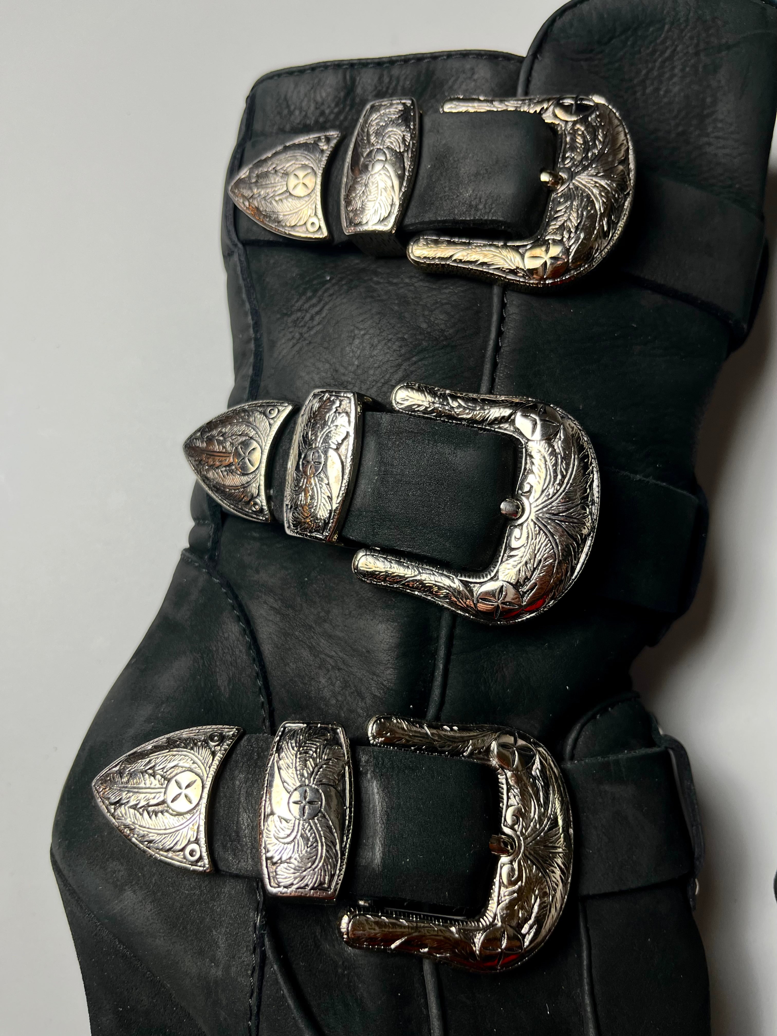 Giuseppe Zanotti x BALMAIN leather buckle boots - EU 37 1/2 - black
