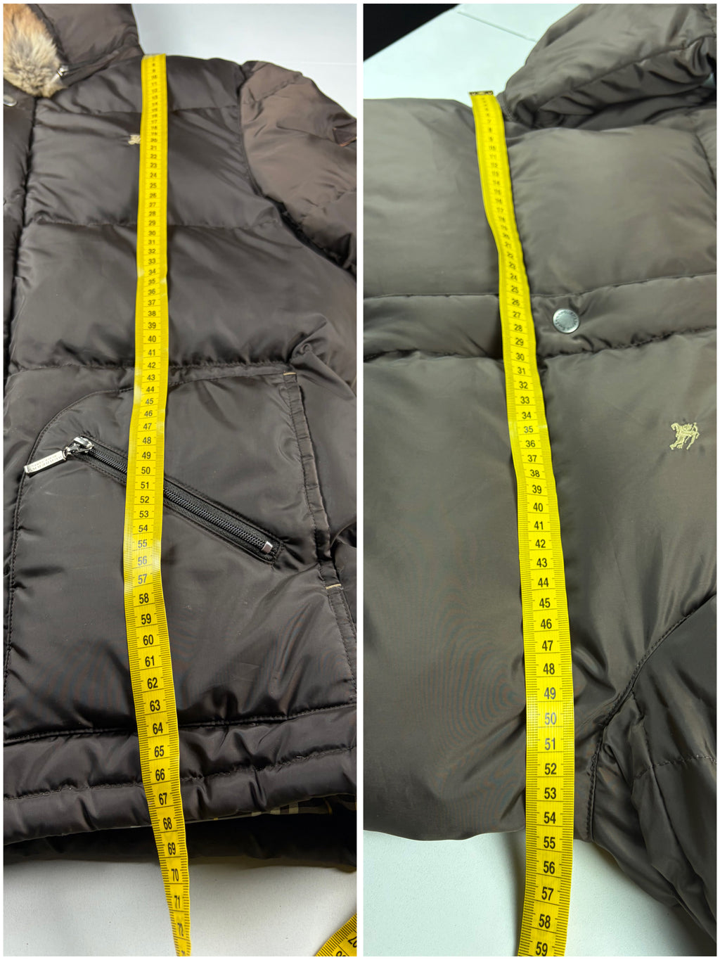 00’s BURBERRY Black Label real rabbit fur down jacket (M/L) - olive green