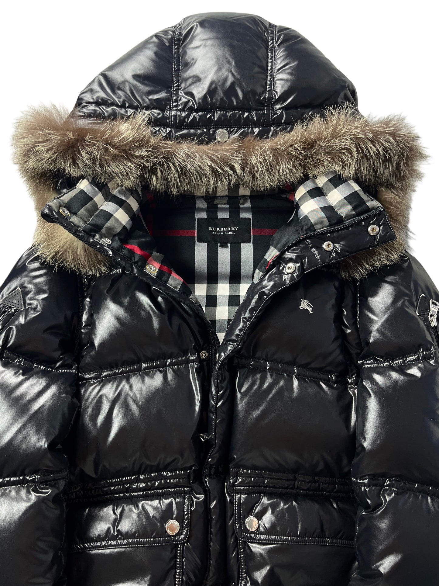 00’s BURBERRY made in Japan real fur down jacket (M/L) - black