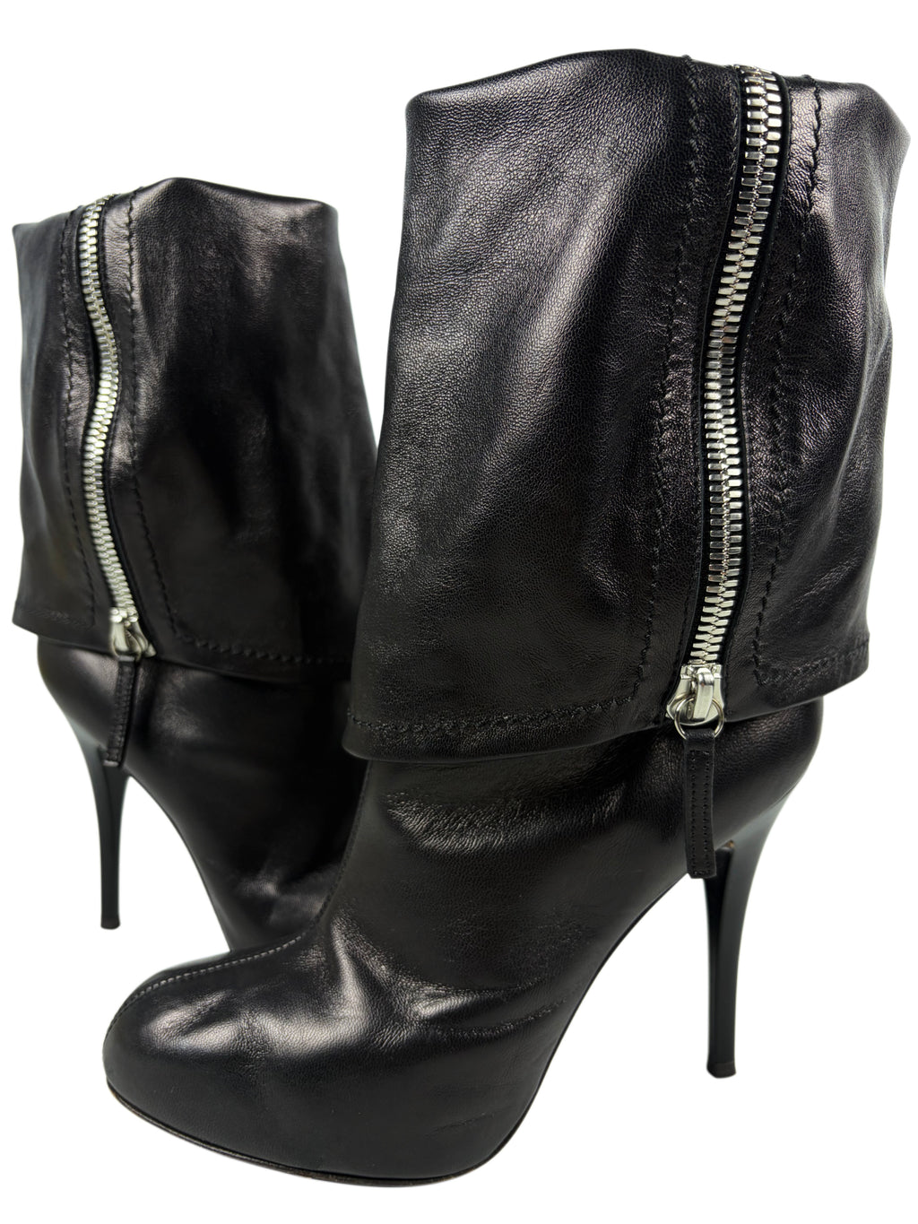 Giuseppe Zanotti fold-over zip boots - eu 37.5 / us 7.5 / uk 4.5 - black
