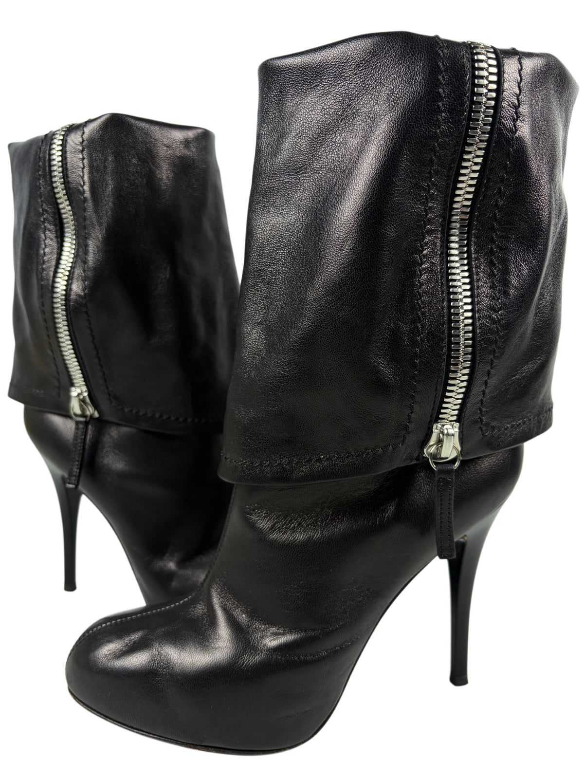 Giuseppe Zanotti fold-over zip boots - eu 37.5 / us 7.5 / uk 4.5 - black