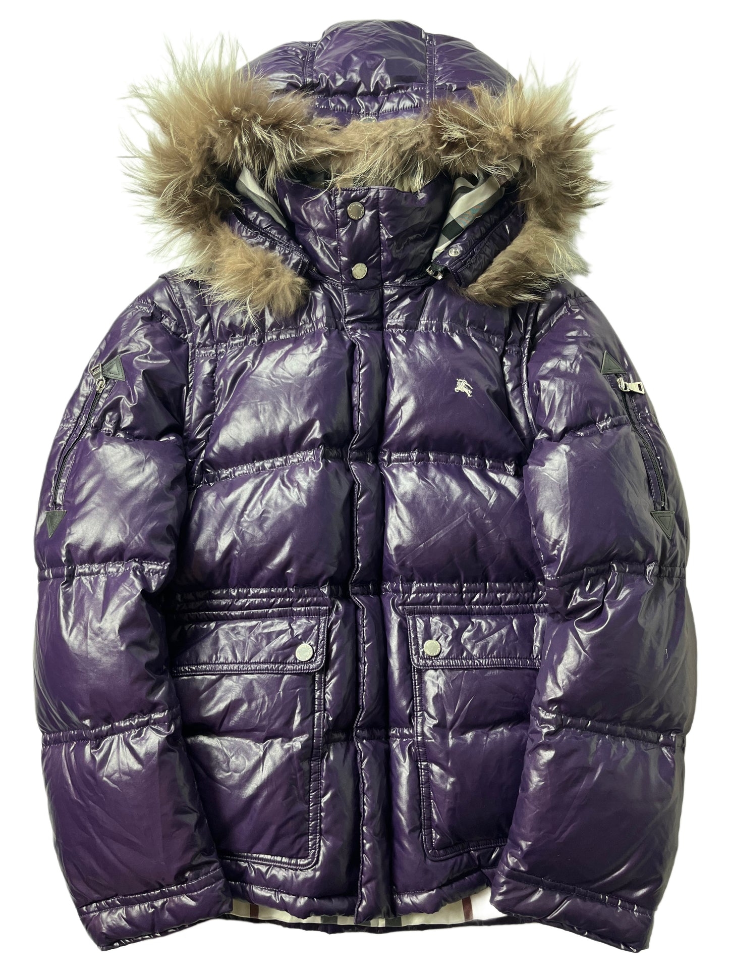 00’s BURBERRY made in Japan real fur down jacket (S/M) - purple