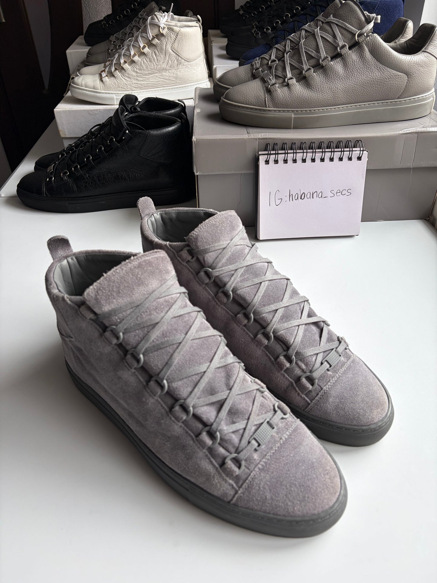 Balenciaga arena grey suede high tops - eu 43 - grey