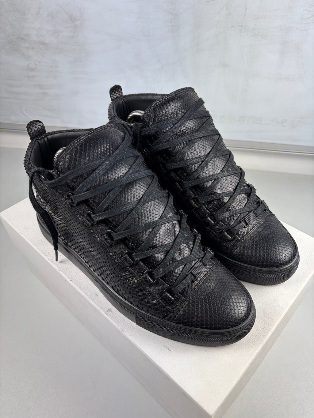Balenciaga arena ‘Python Skin’ high tops - eu 42 / us 9  - black