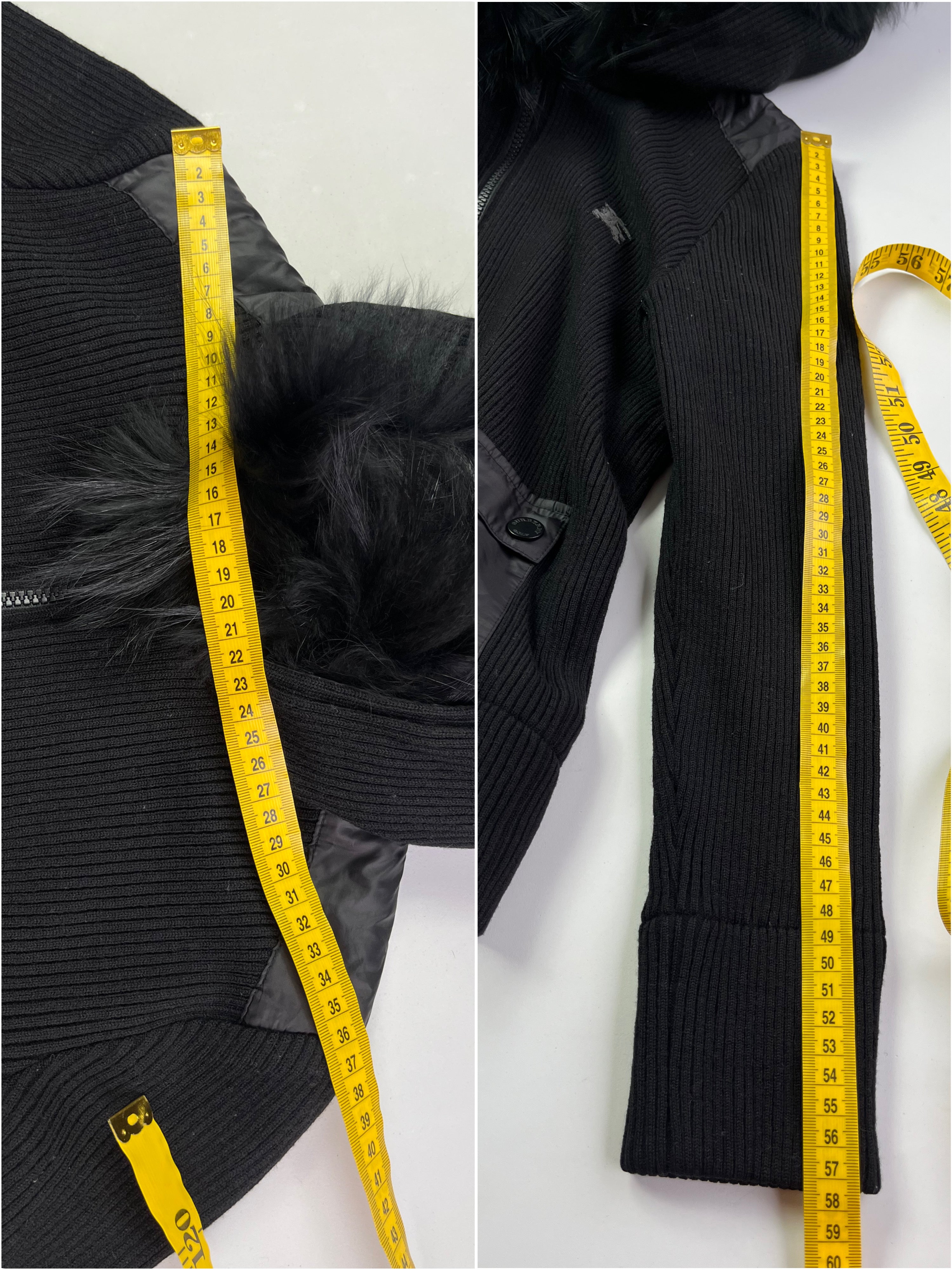 00’s BURBERRY racoon fur zip hoodie (XS/S) - black