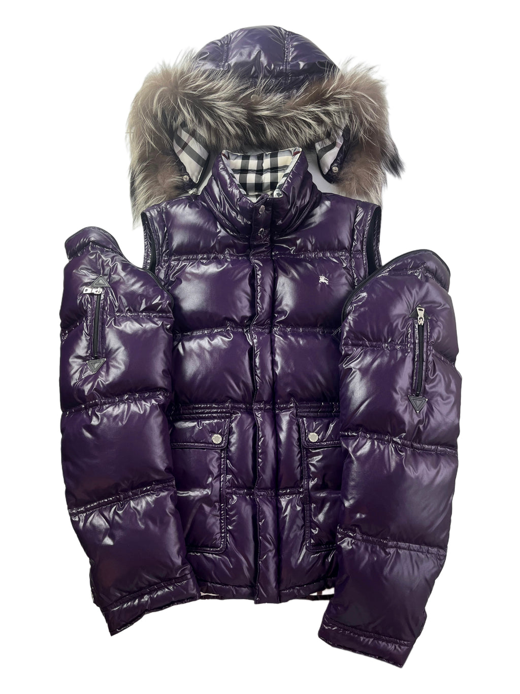 00’s BURBERRY made in Japan real fur down jacket (L/LL) - purple