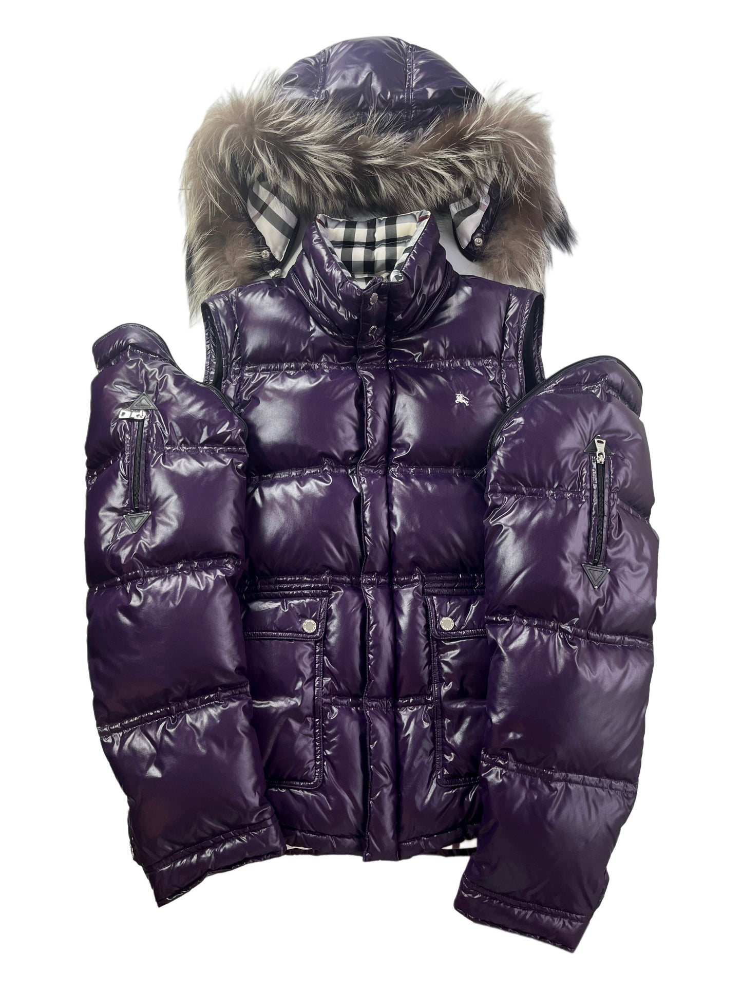 00’s BURBERRY made in Japan real fur down jacket (L/LL) - purple