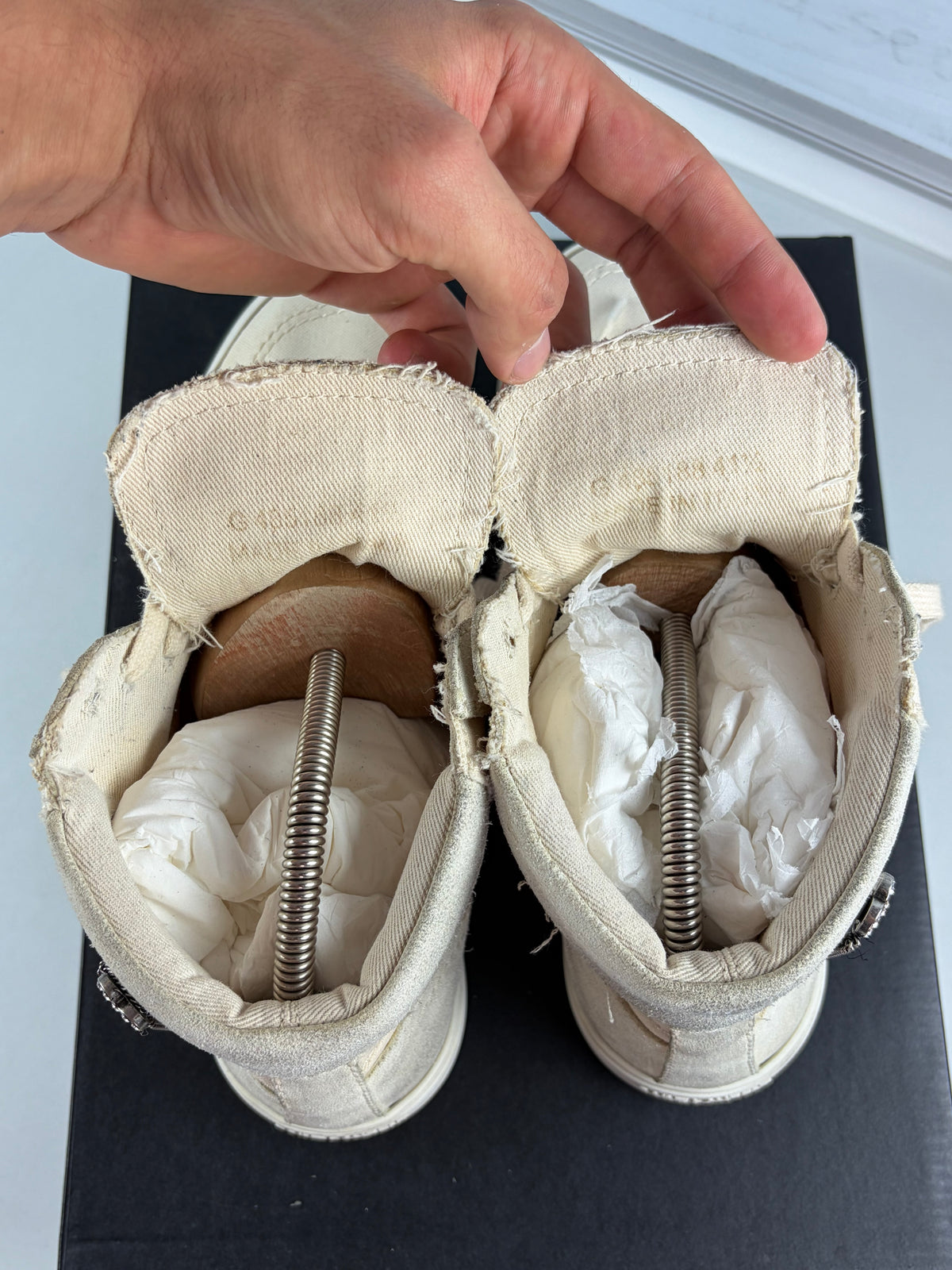 Saint Laurent ‘Smoking Forever’ canvas & suede high tops - eu41.5/us8.5/uk7.5