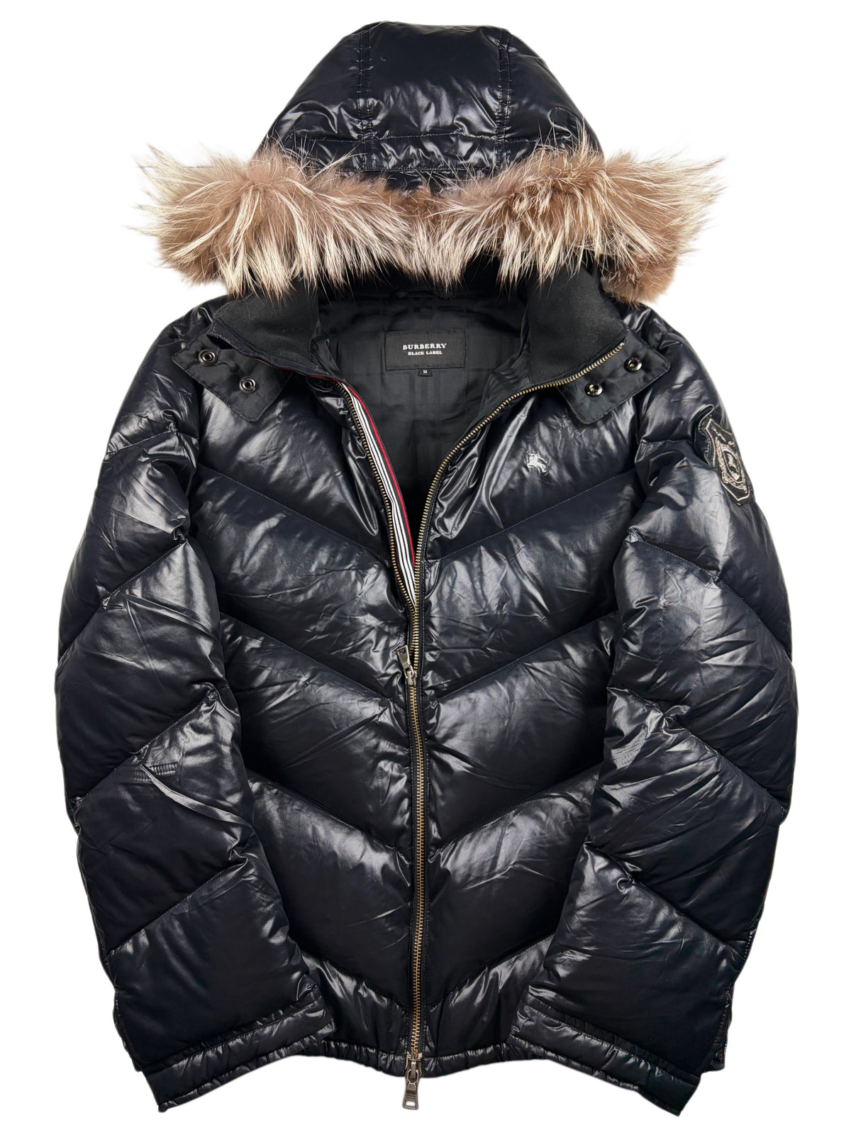 00’s BURBERRY Black Label 30th Anniversary real fur down jacket (S/M) - black
