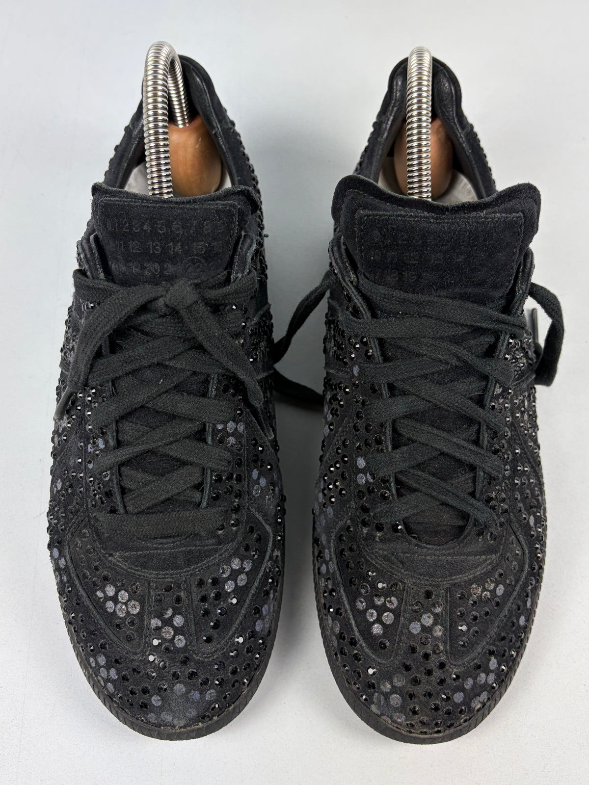 Maison Margiela Replica crystal-embellished suede sneakers - eu 38 / us 8 / uk 5 - black