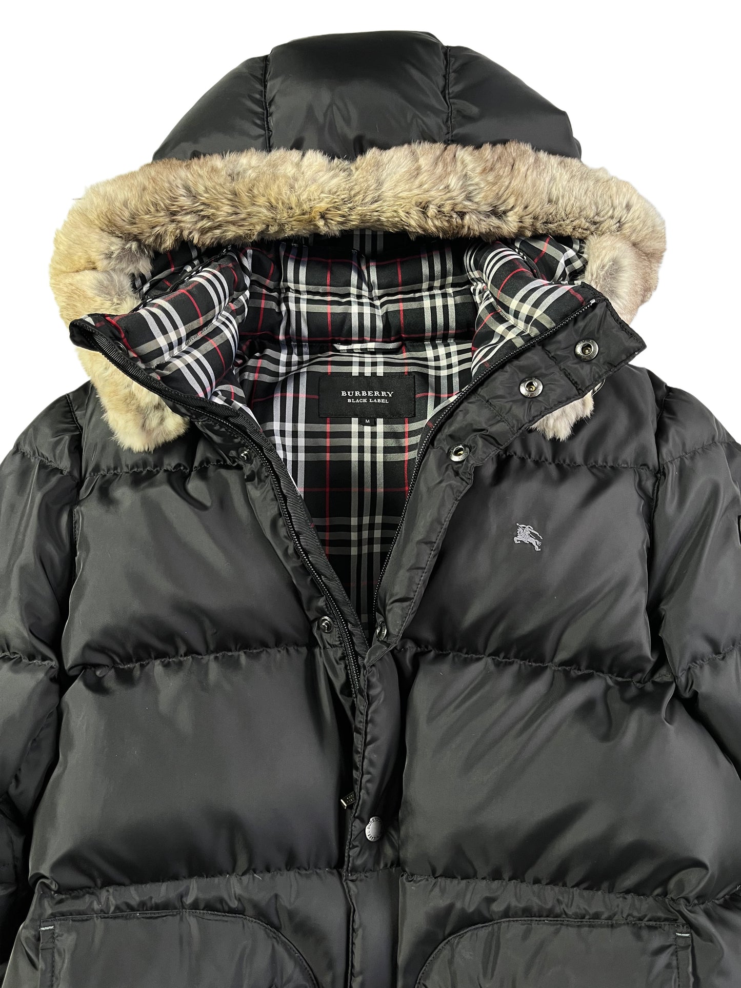 00’s BURBERRY made in Japan real fur down jacket (S/M) - black