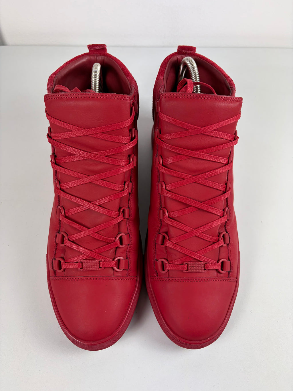 Balenciaga arena leather & suede high tops - eu 44 / us 11 - red