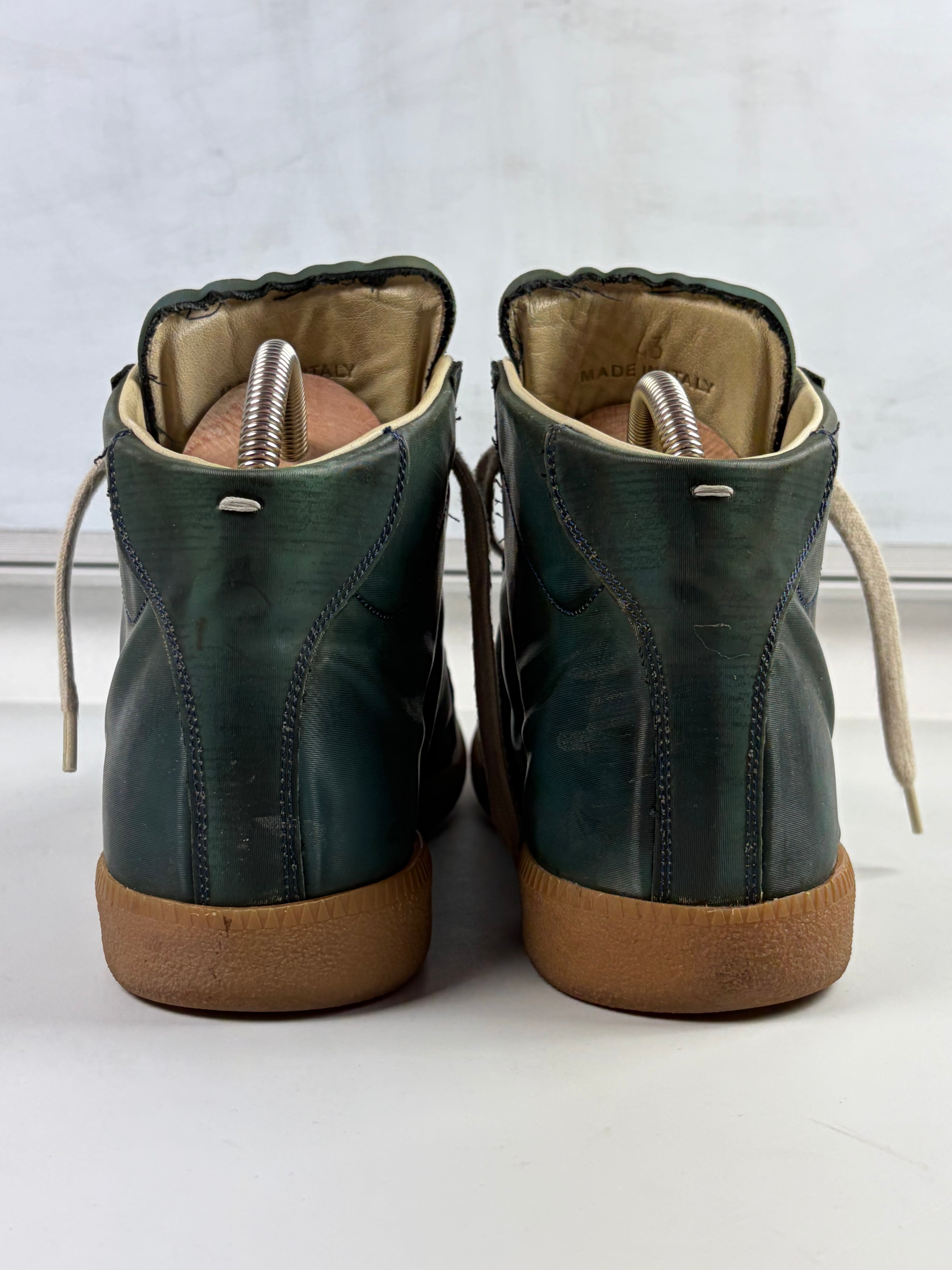2014 Maison Margiela reflective metallic green high top gats - eu 43 / us 10