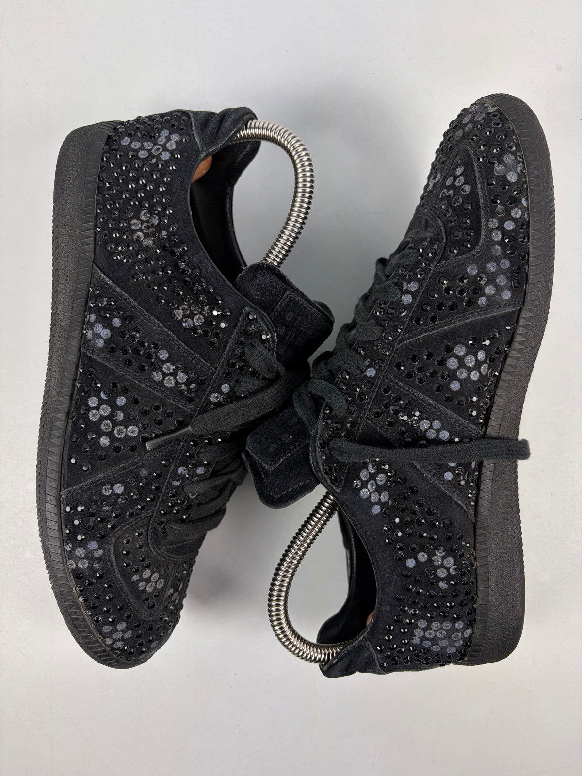 Maison Margiela Replica crystal-embellished suede sneakers - eu 38 / us 8 / uk 5 - black