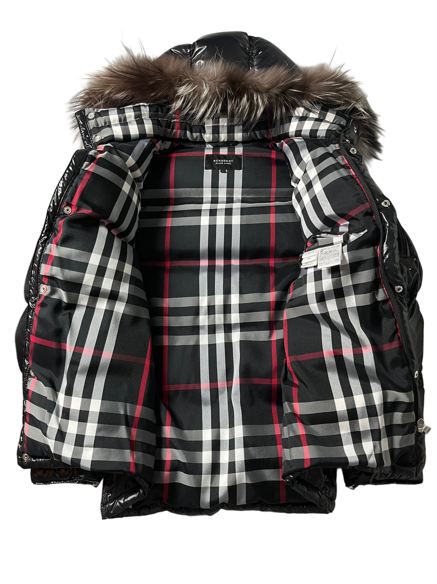 00’s BURBERRY made in Japan real fur down jacket (M/L) - black