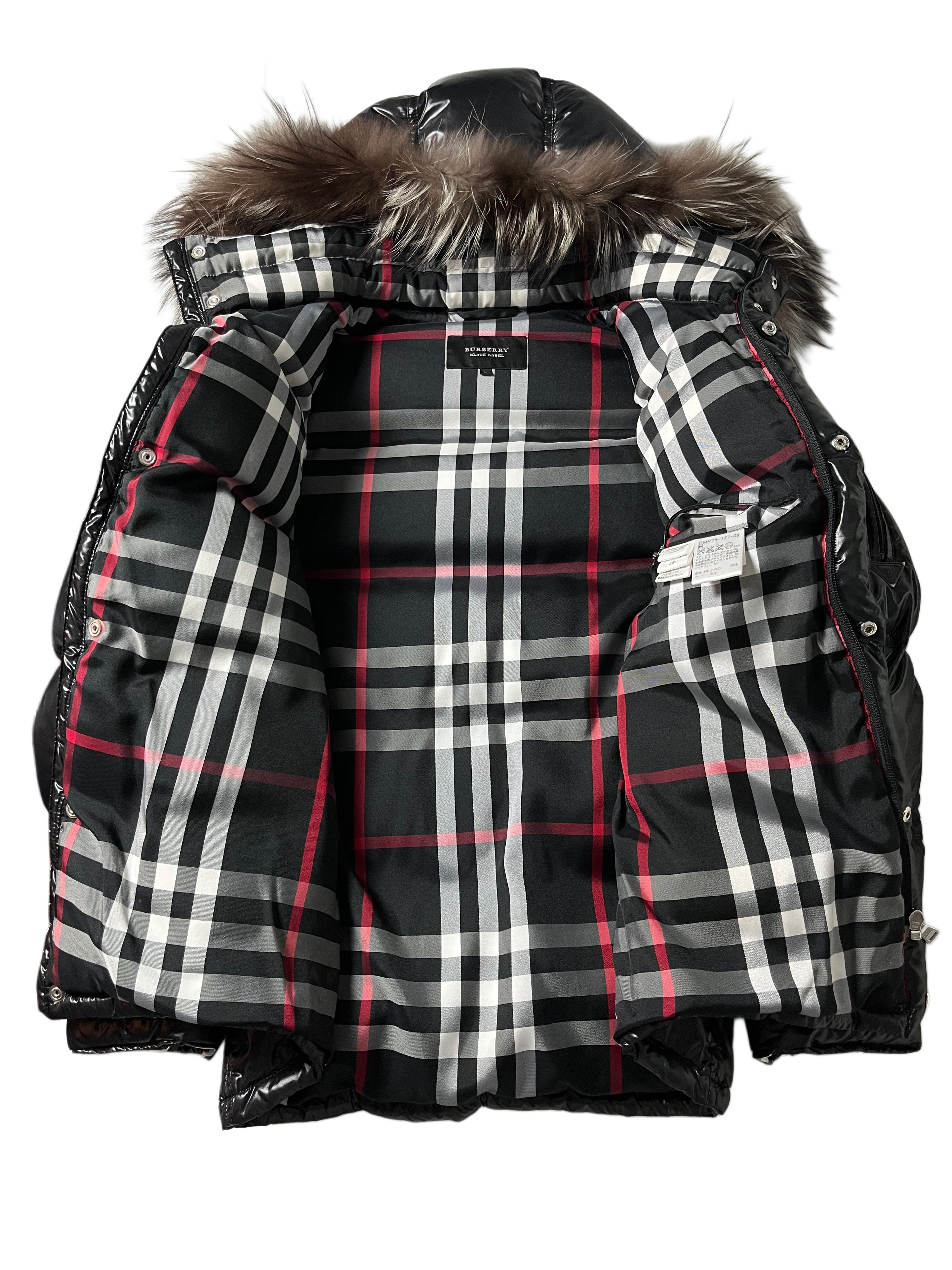 00’s BURBERRY made in Japan real fur down jacket (M/L) - black