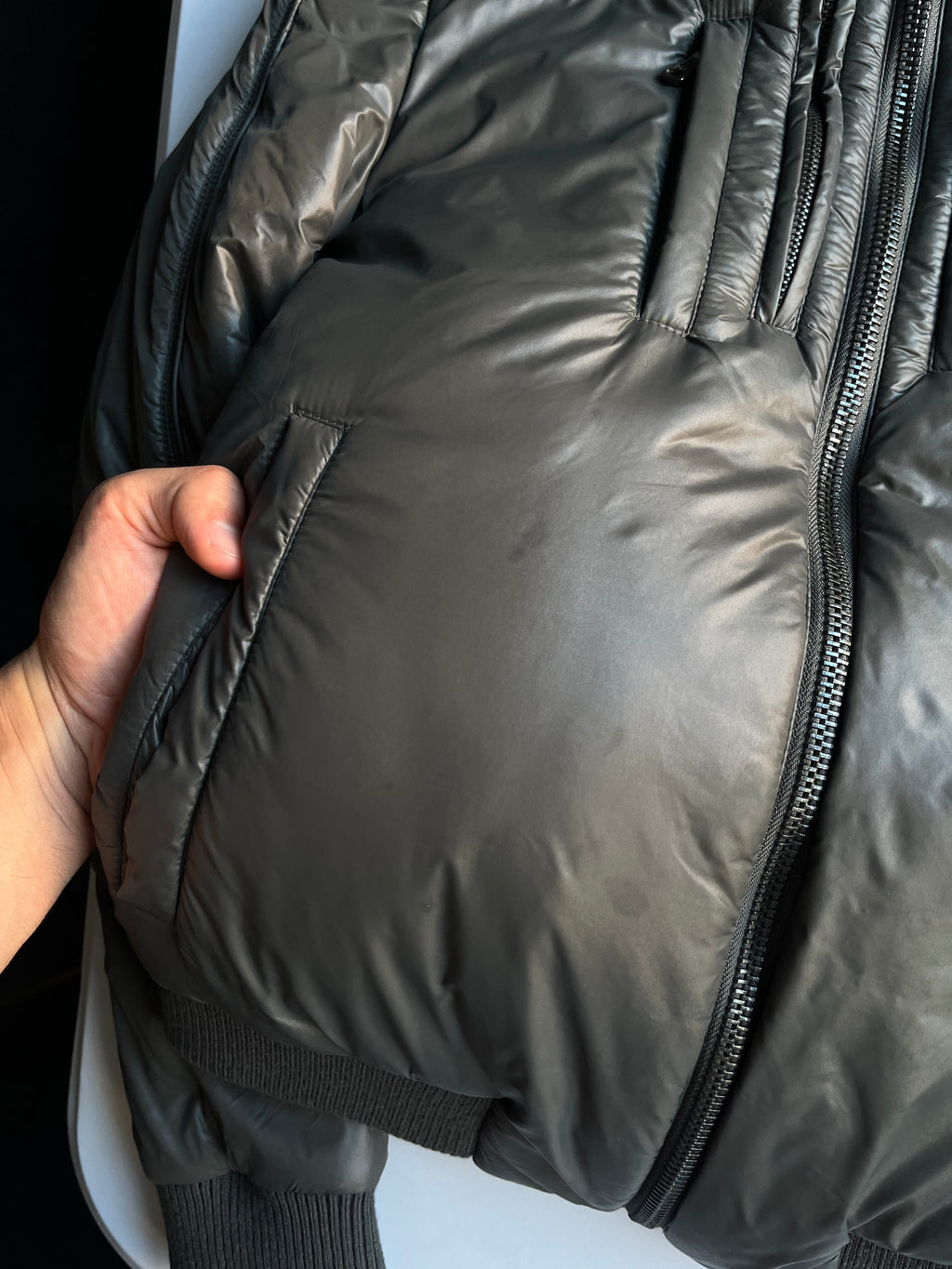 00’s Dolce & Gabbana Multi Zips Avant Garde Grey Astro Bomber Jacket (S/M) - dark grey