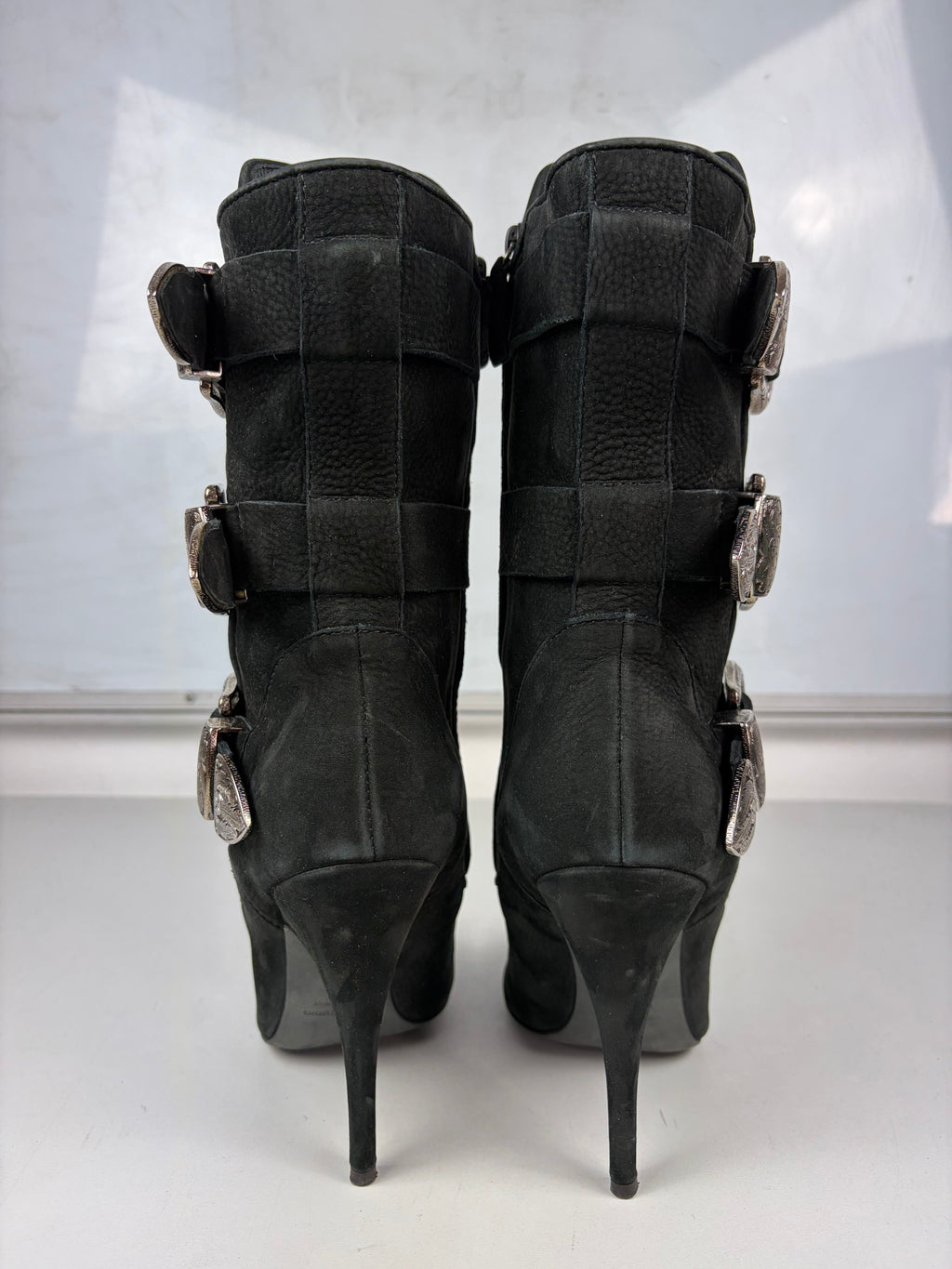 2009 BALMAIN x Giuseppe Zanotti multi-buckle boots - eu 37.5 / us 7.5 / uk 4.5
