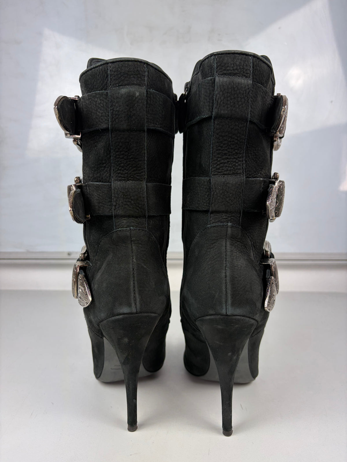 2009 BALMAIN x Giuseppe Zanotti multi-buckle boots - eu 37.5 / us 7.5 / uk 4.5
