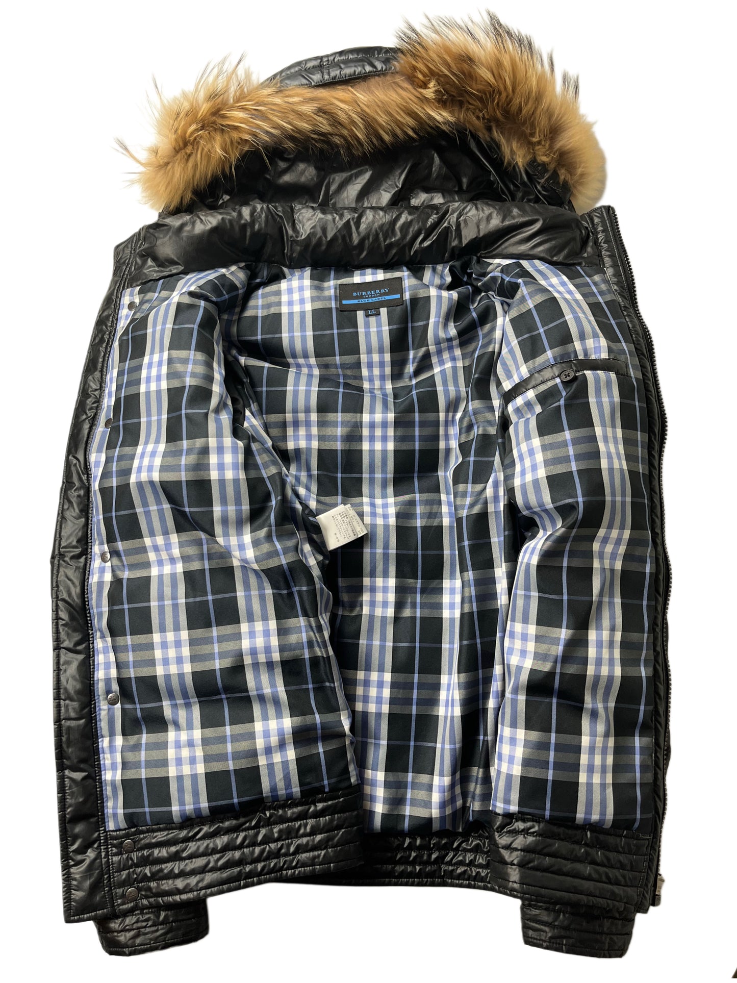00’s BURBERRY made in Japan real fur down jacket (LL/XL) - black