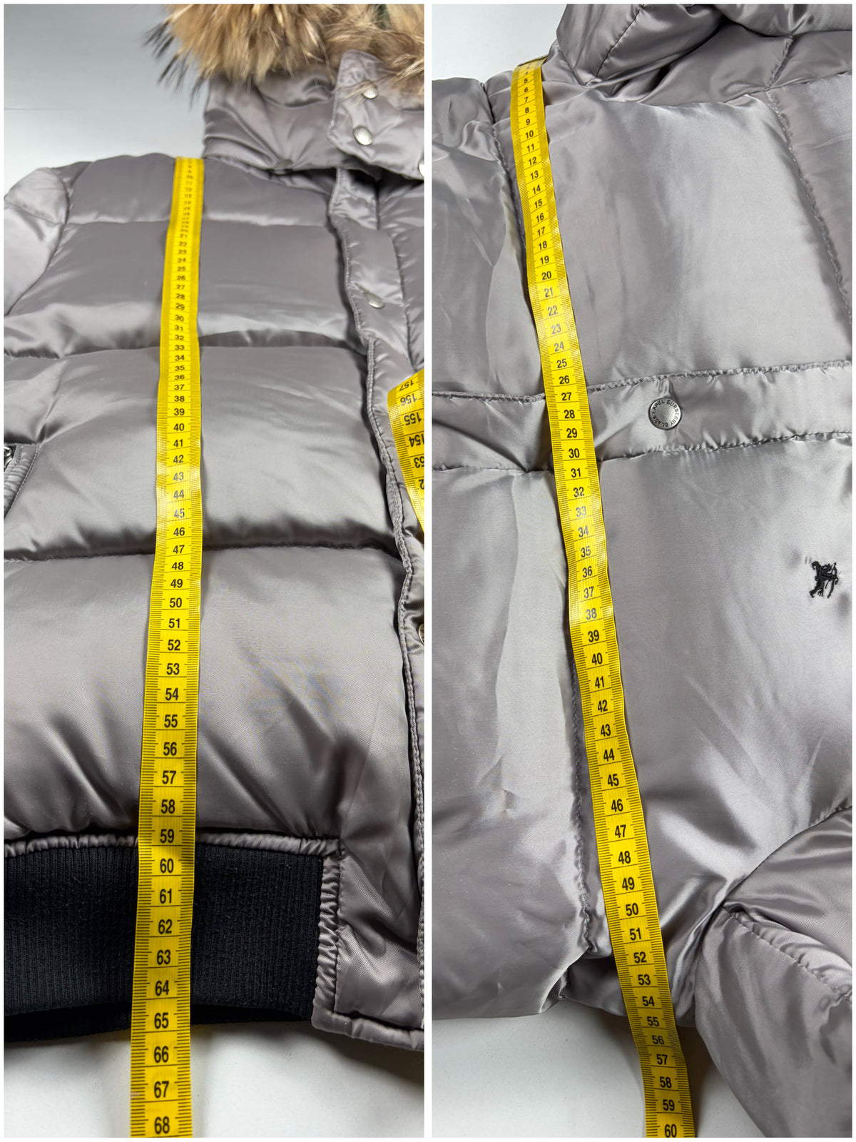 00’s BURBERRY Black Label real fur down jacket (S/M) - silver grey