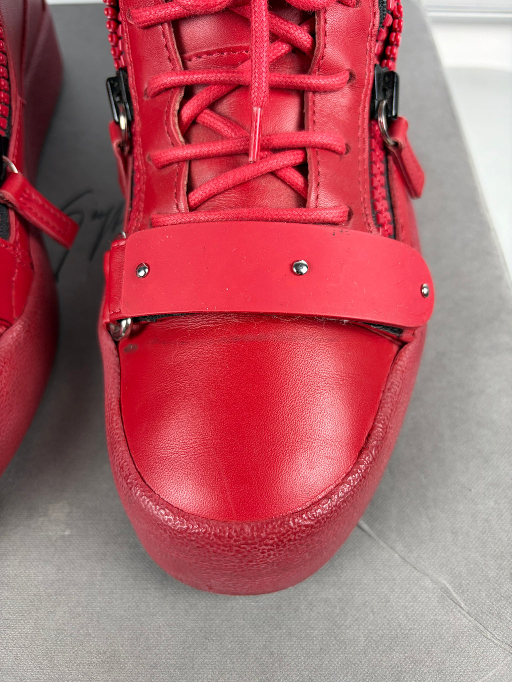Giuseppe Zanotti 'Coby' double strap high tops - eu 41.5 / us 8.5 / uk 7.5 - triple red
