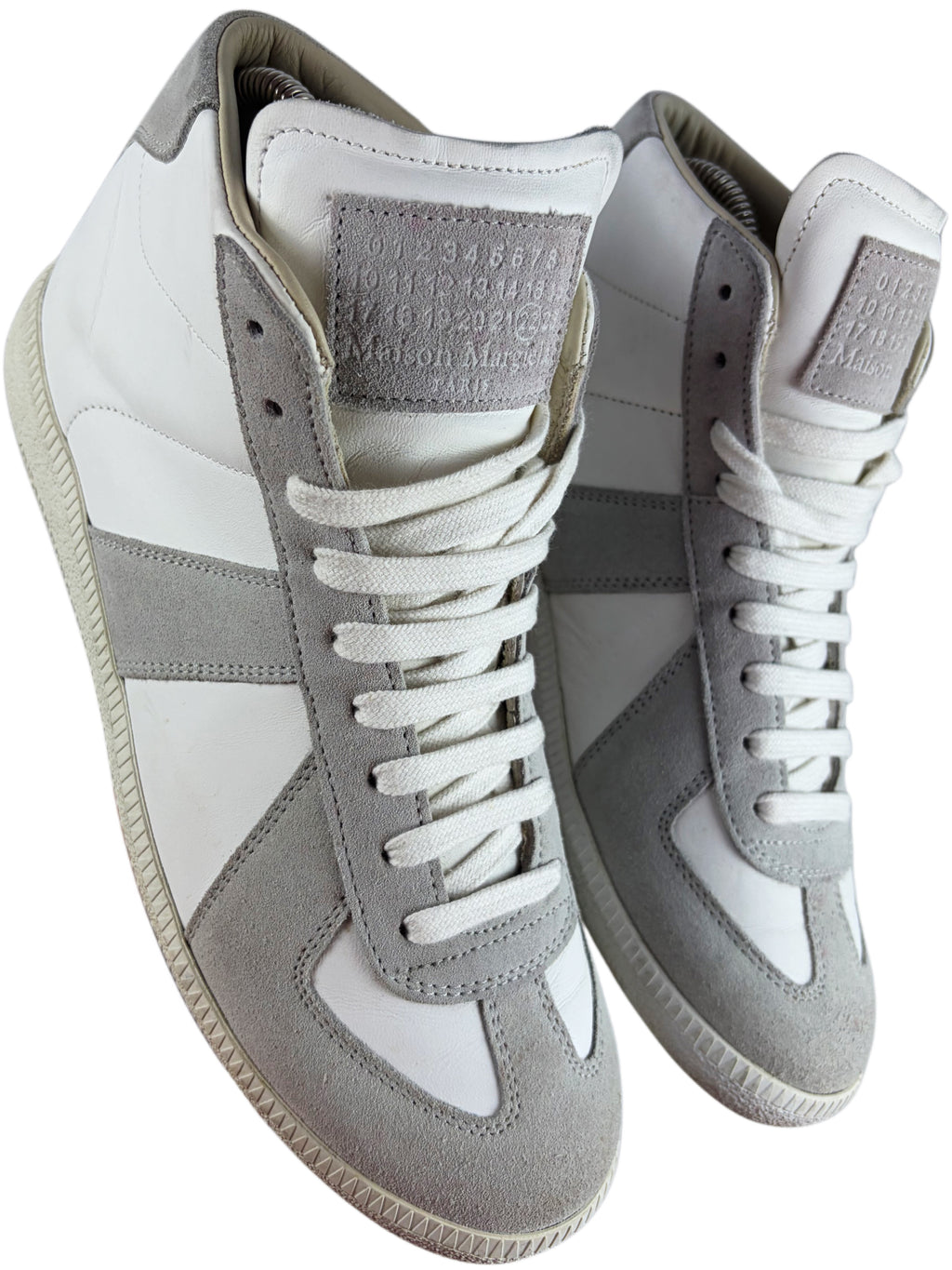 Maison Margiela high top suede & leather gats - eu 40 / us 7 - white