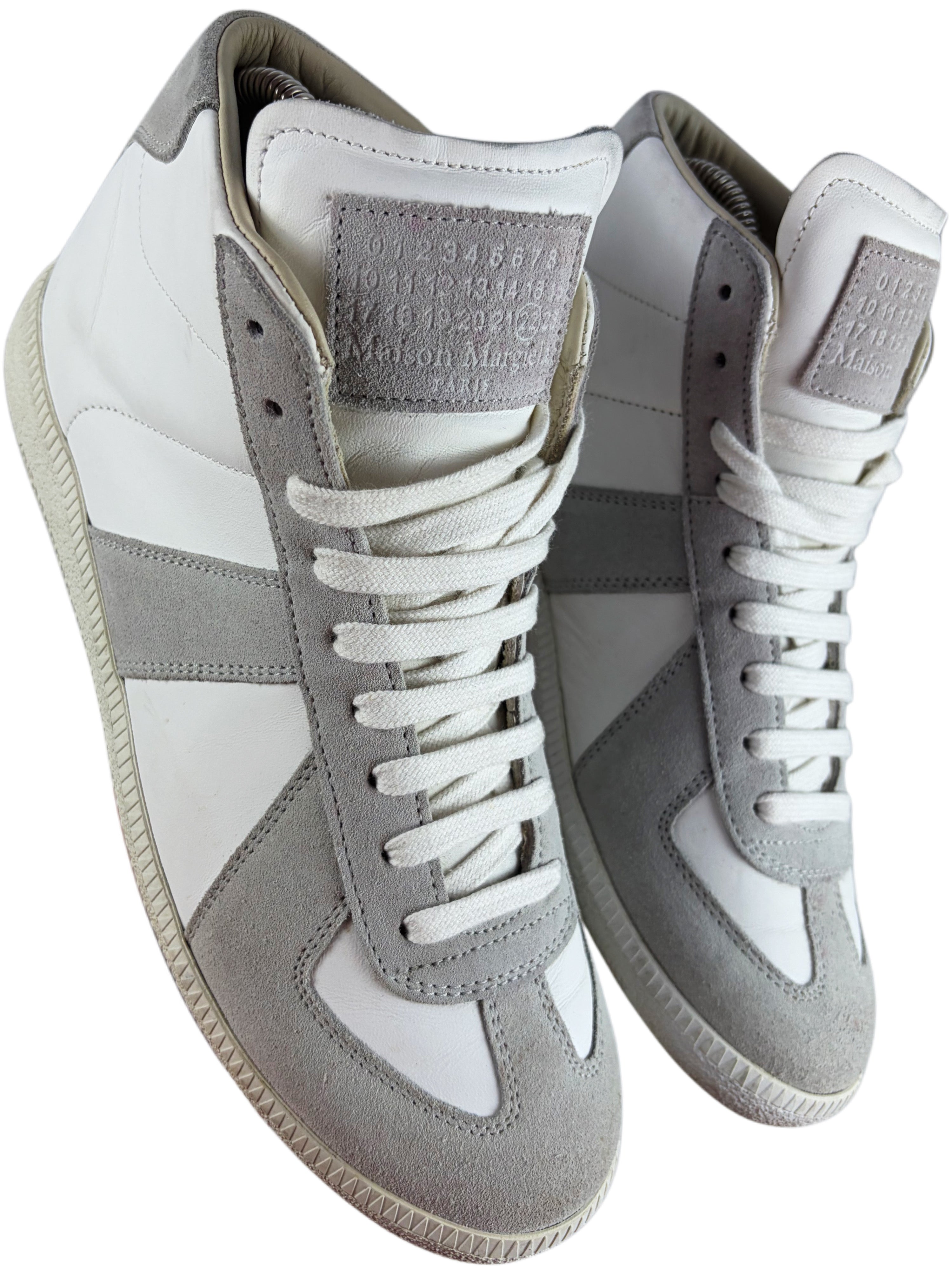 Maison Margiela high top suede & leather gats - eu 40 / us 7 - white