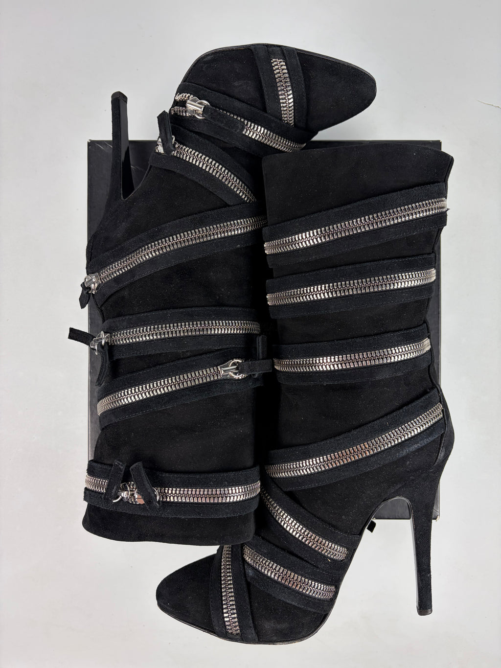 2009 BALMAIN x Giuseppe Zanotti suede zipper boots - eu 38.5 / us 8.5