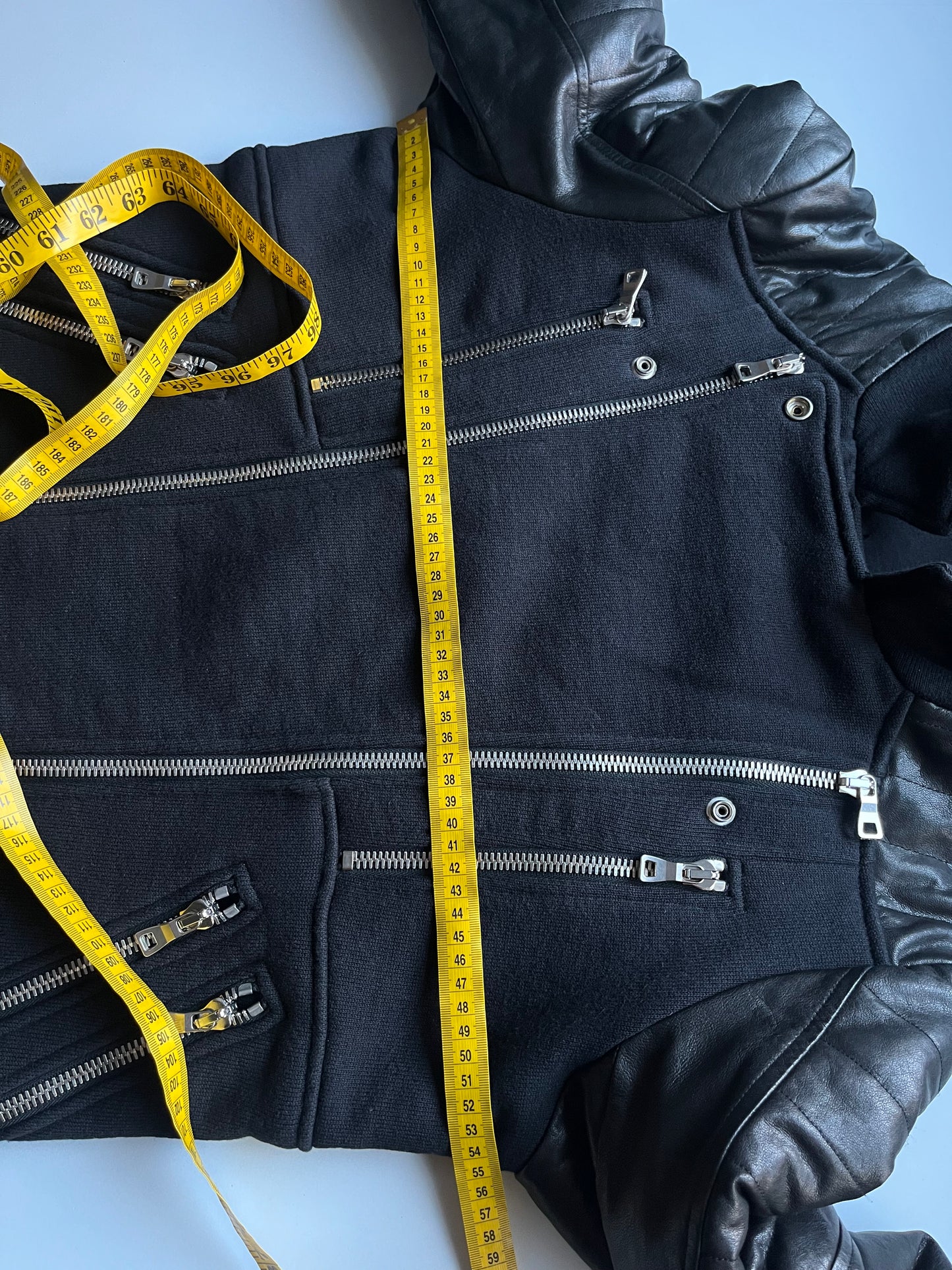 2015 BALMAIN leather & cotton biker jacket - size L - black