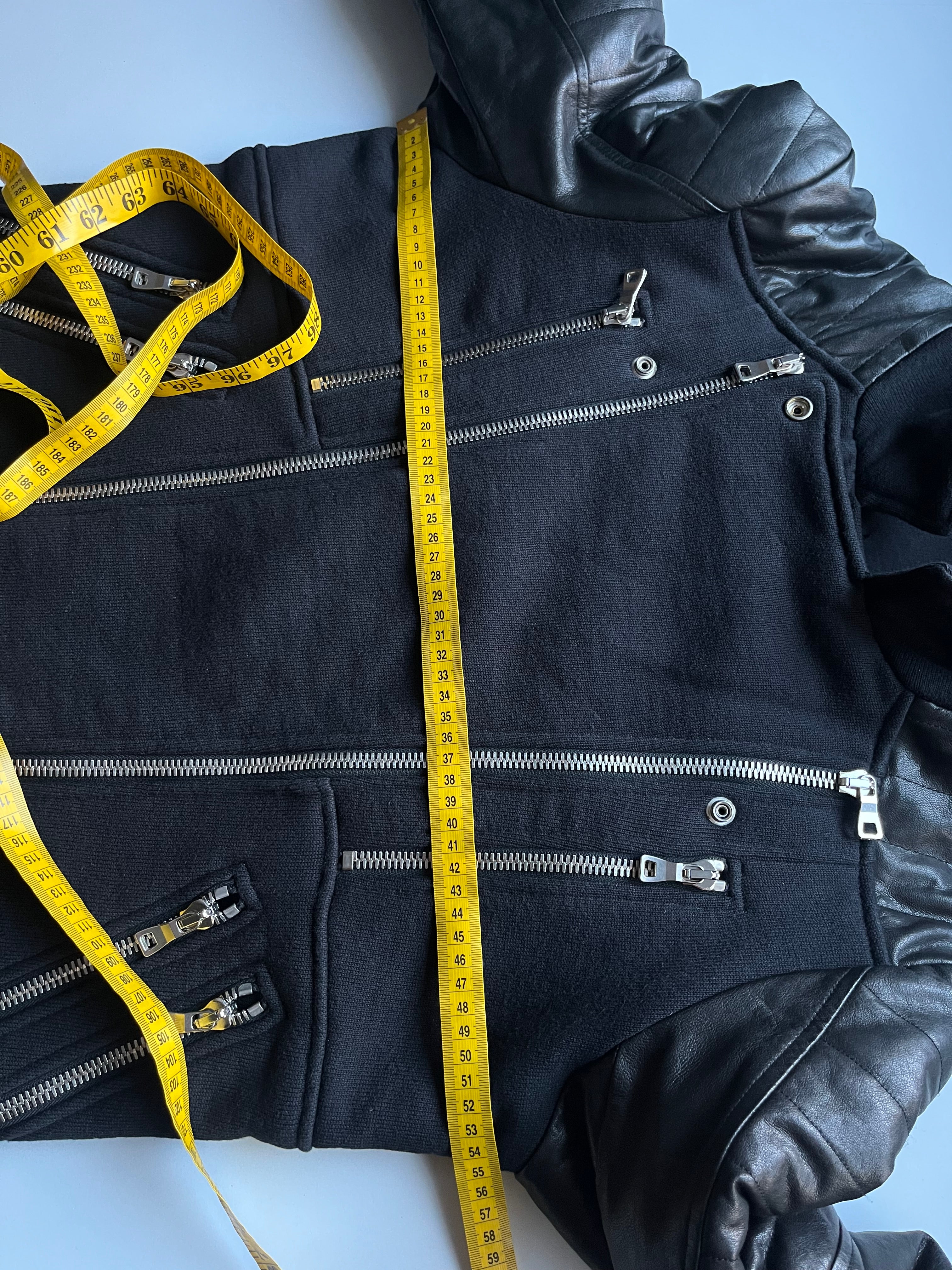 2015 BALMAIN leather & cotton biker jacket - size L - black