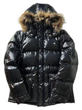 00’s BURBERRY made in Japan real fur down waxed jacket (M/L) - black