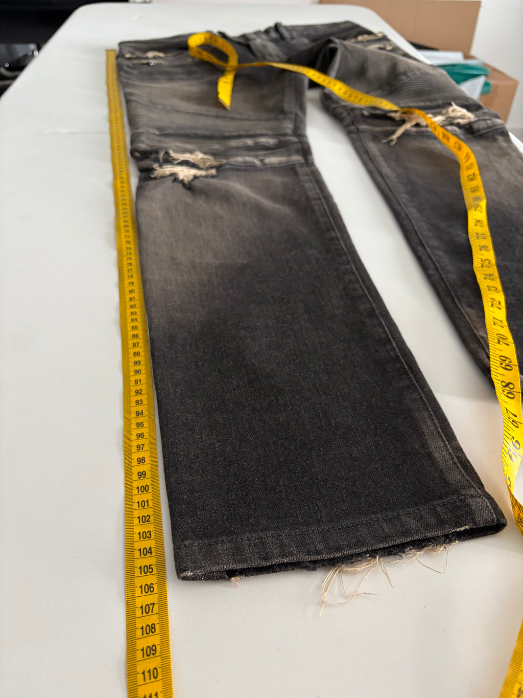BALMAIN distressed ribbed biker denim - 36