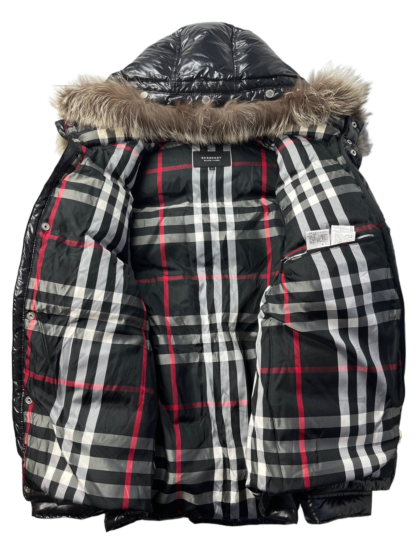 00’s BURBERRY made in Japan real fur down jacket (L/LL) - black