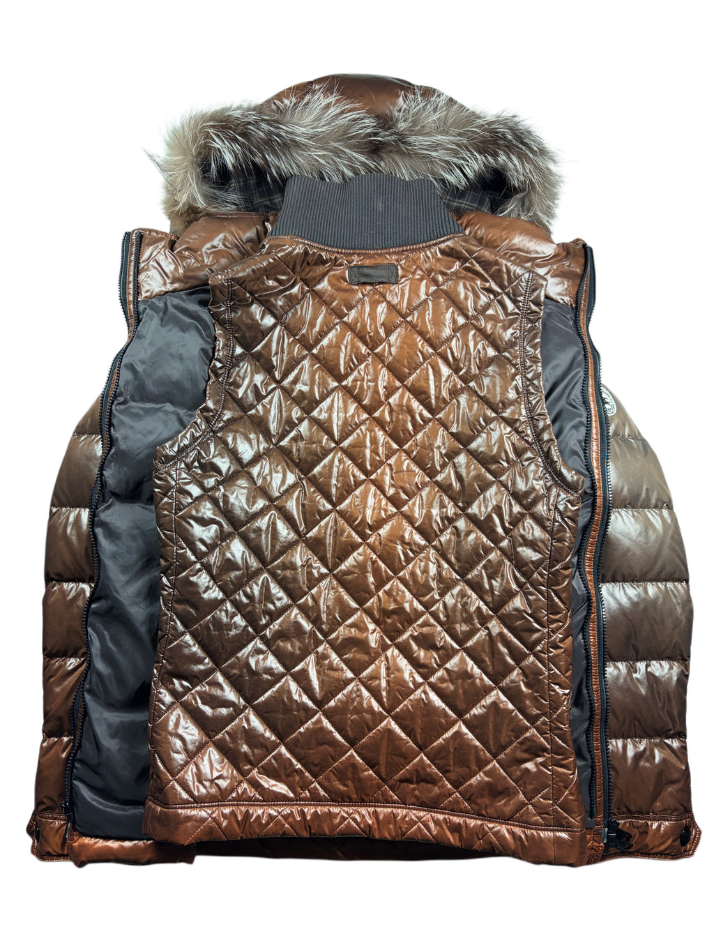 00’s BURBERRY Black Label 2 in 1 real fur down jacket (M/L) - brown