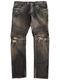 BALMAIN distressed ribbed biker denim - 36