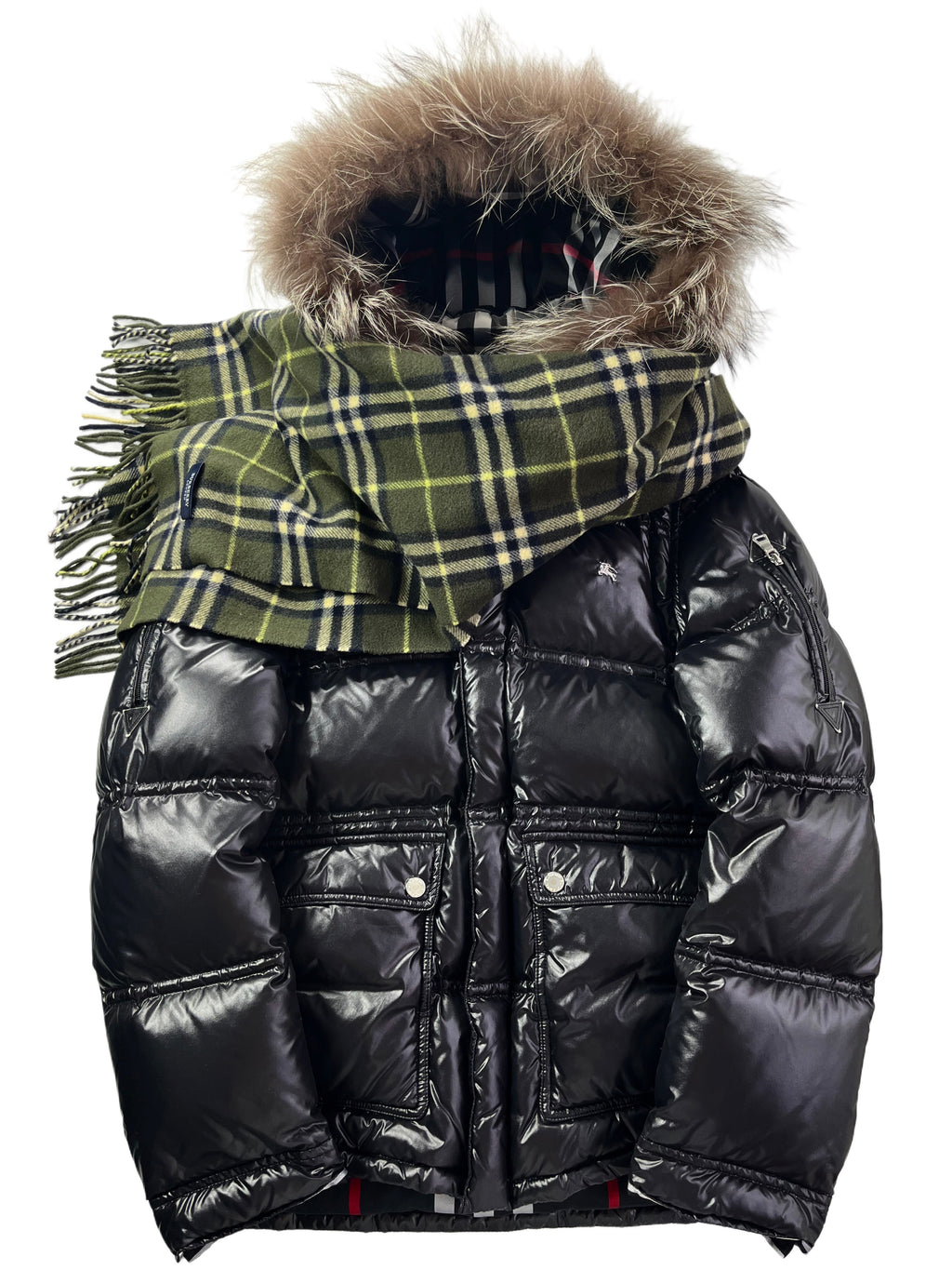 00’s BURBERRY made in Japan real fur down jacket (M/L) - black
