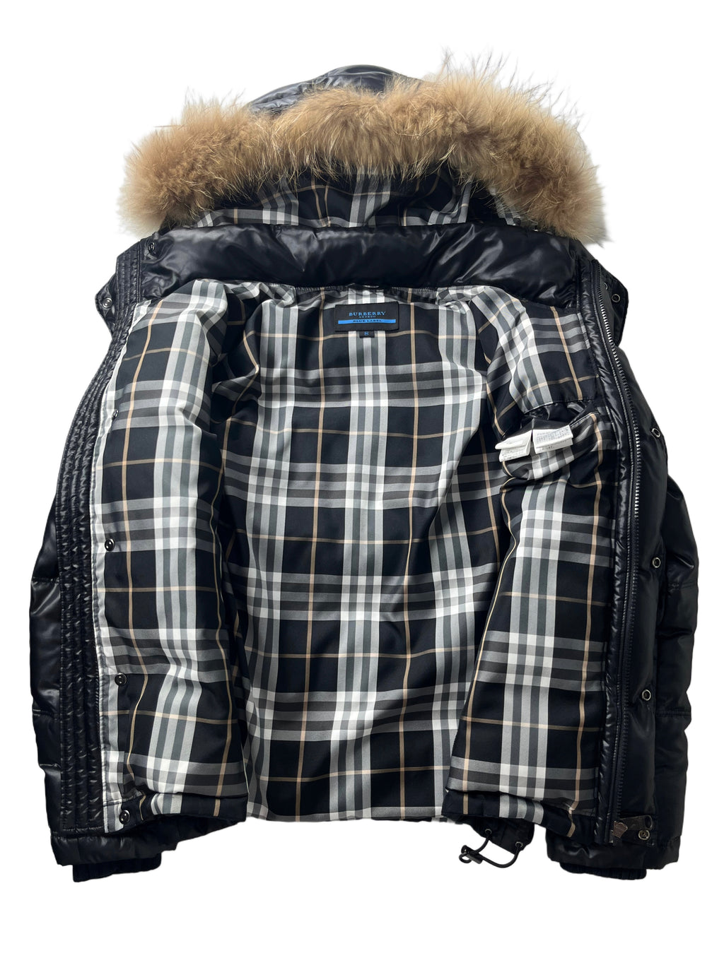 00’s BURBERRY made in Japan real fur down jacket (XS/S) - black