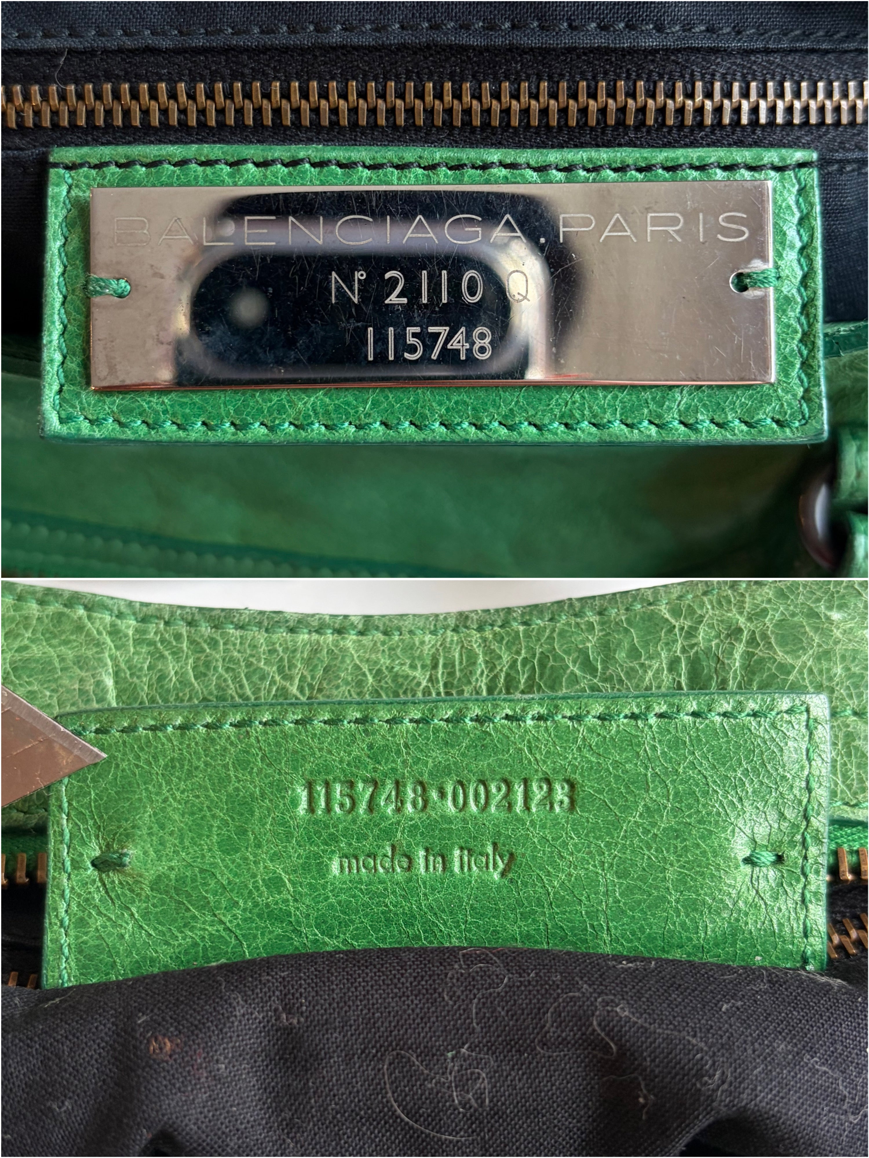 2009 BALENCIAGA Green Lambskin Motorcycle City Bag - green