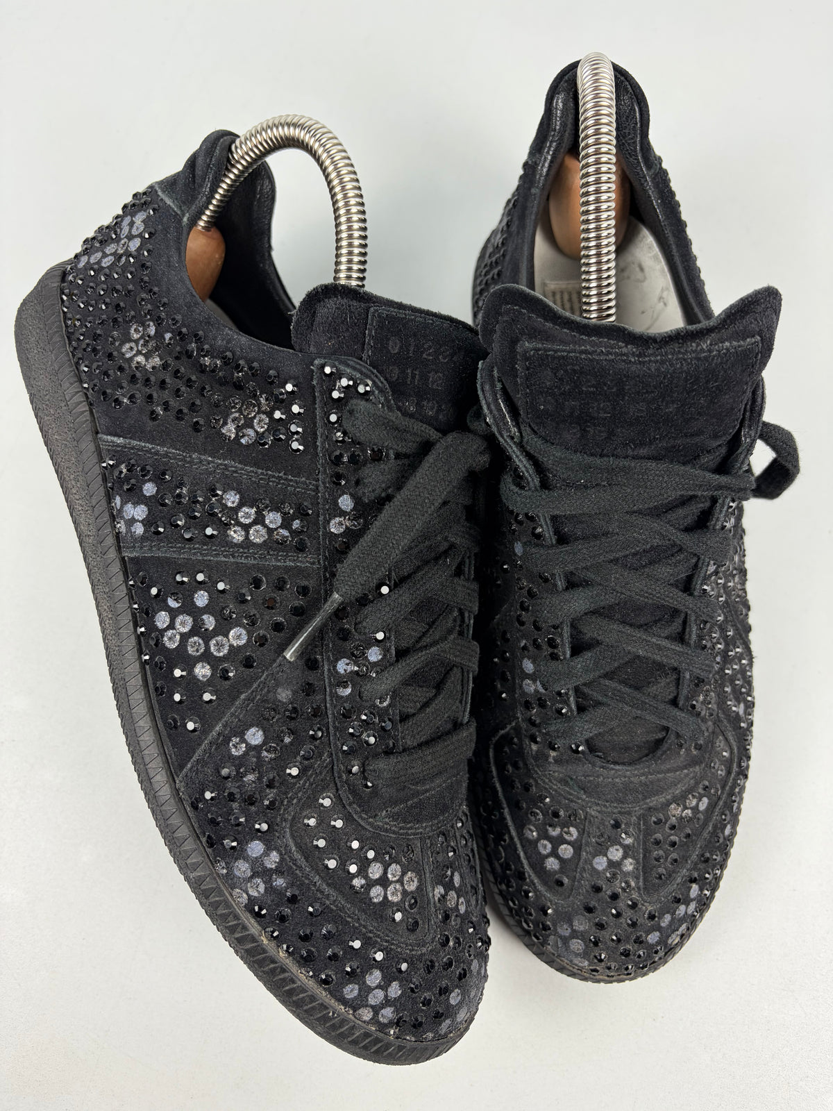 Maison Margiela Replica crystal-embellished suede sneakers - eu 38 / us 8 / uk 5 - black