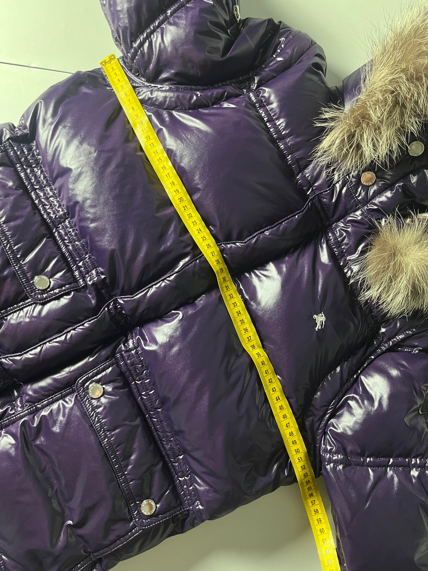 00’s BURBERRY made in Japan real fur down jacket (M/L) - purple