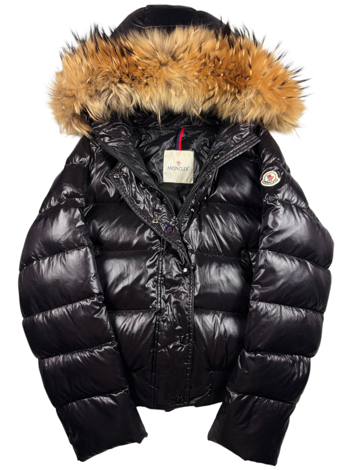 2010’s MONCLER real fur down bomber jacket - women’s size 4 (L/XL) - black