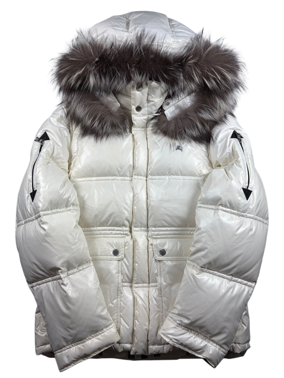 00’s BURBERRY Black Label real fur down jacket (S/M) - white