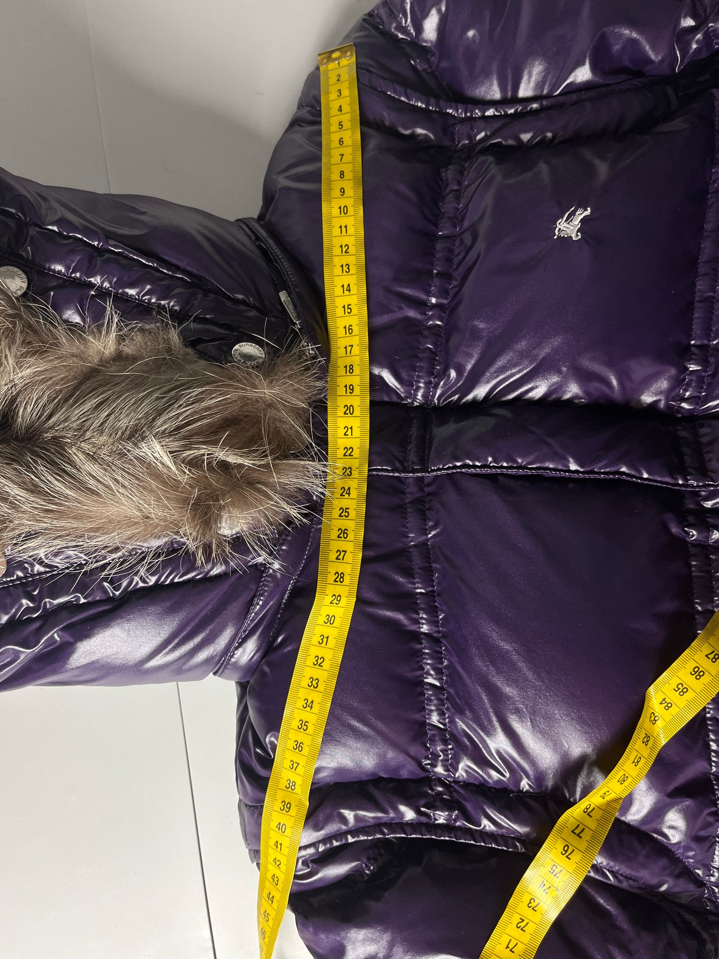 00’s BURBERRY made in Japan real fur down jacket (M/L) - purple