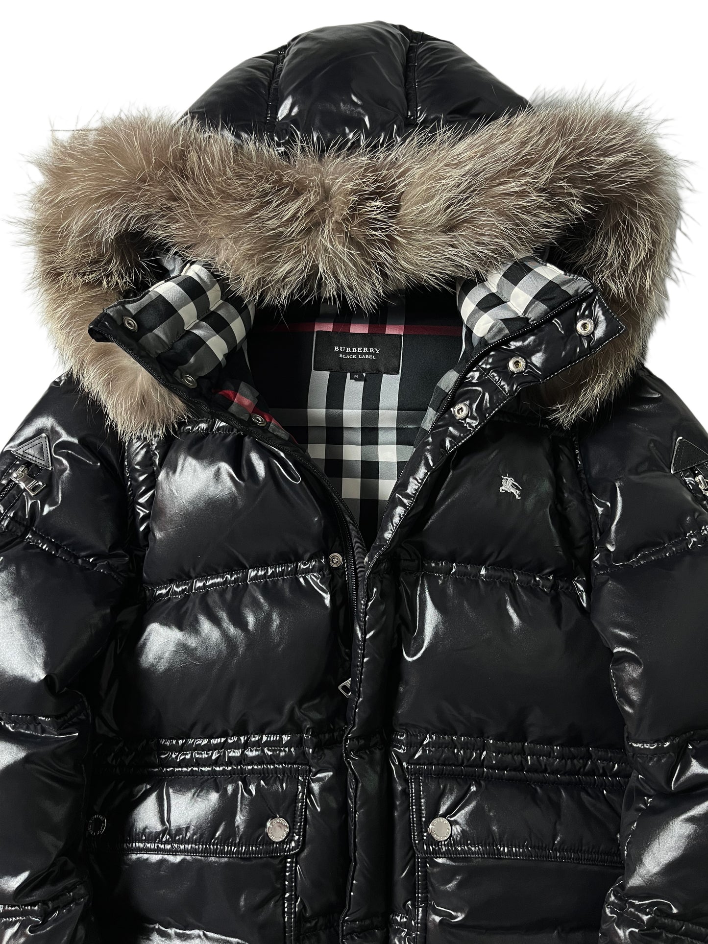 00’s BURBERRY made in Japan real fur down jacket (S/M) - black