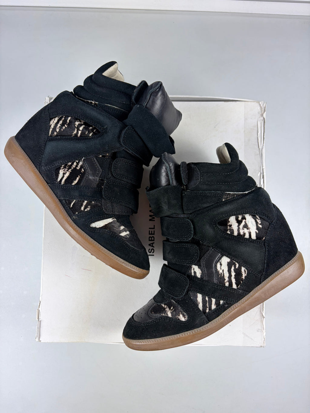 Isabel Marant Bekett ‘Zebra’ wedge sneakers - size - eu 37 / us 7 / uk 4