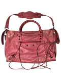 2011 BALENCIAGA Pink Lambskin Leather Motorcycle City Bag - pink