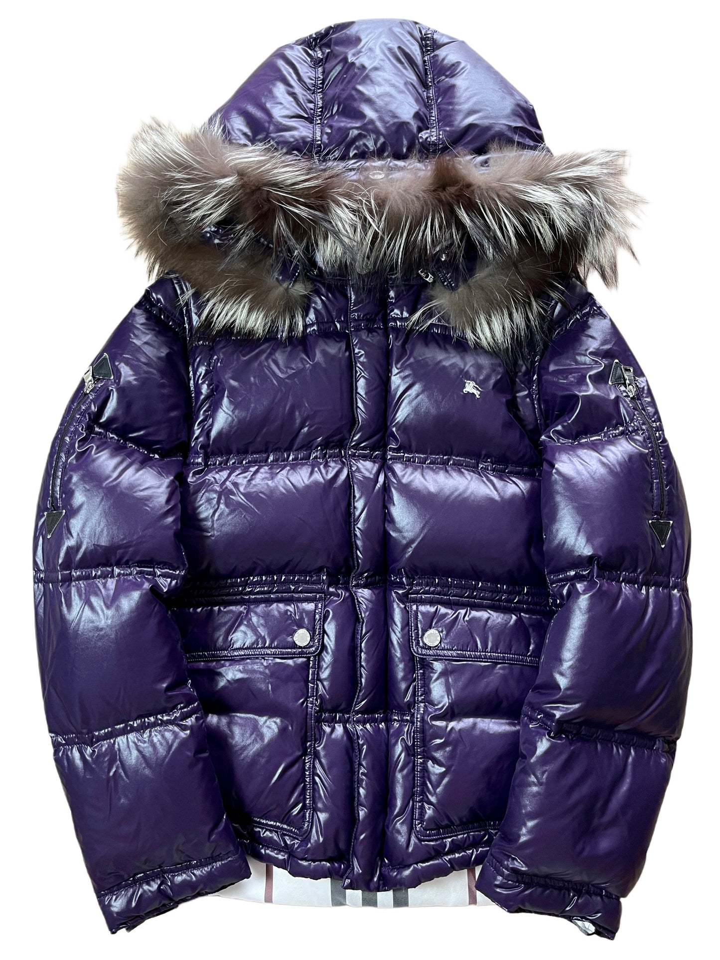 00’s BURBERRY made in Japan real fur down jacket (S/M) - purple